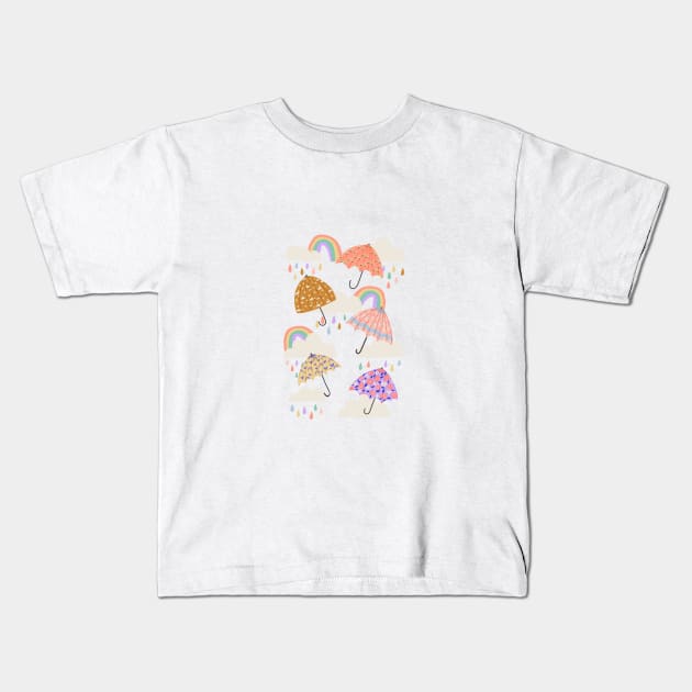 Spring Rain Kids T-Shirt by latheandquill